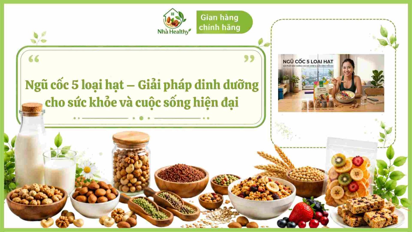 Ngũ cốc 5 loại hạt hỗ trợ giảm cân, giàu chất xơ và protein, tốt cho sức khỏe và vóc dáng.
